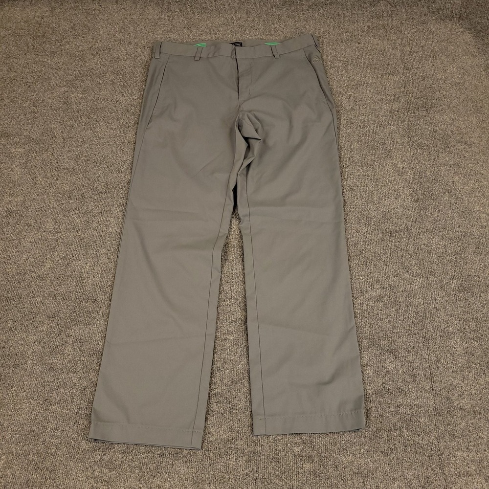 Adidas Golf Pants Performance Stretch Flat Front Men's 34x32 Gray Mid Rise